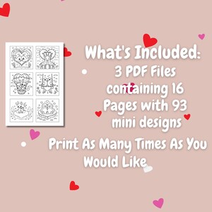 Páginas para colorir de dia dos namorados pequenas, ousadas e fáceis, 93 mini designs, colorir para crianças e adultos, dia dos namorados, download instantâneo, páginas para colorir, coração imagem 5