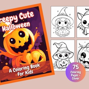 75 Creepy Cute Halloween Coloring Book, Halloween Activity, Coloring Books, Coloring Pages, Kids Coloring Pages, Halloween Coloring Pages