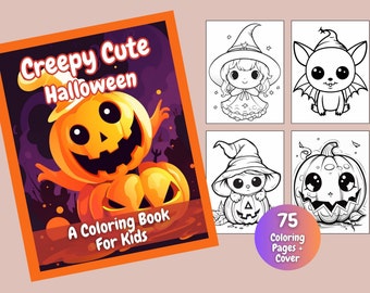 75 Creepy Cute Halloween Coloring Book, Halloween Activity, Coloring Books, Coloring Pages, Kids Coloring Pages, Halloween Coloring Pages