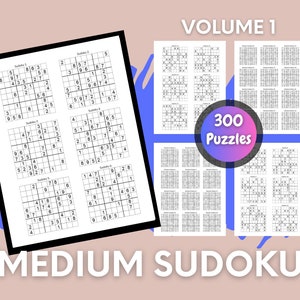 Sudoku Puzzles For Adults Medium Volume 1, 300 Medium Puzzles, Sudoku Puzzles, Puzzle Book, Printable Puzzles, Adult Activity