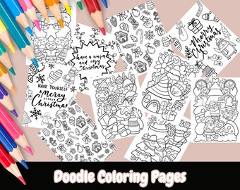 Doodle Coloring Pages Christmas Edition, Christmas Coloring Pages, Printable Coloring Pages, Christmas Activity For Kids, Adult Coloring