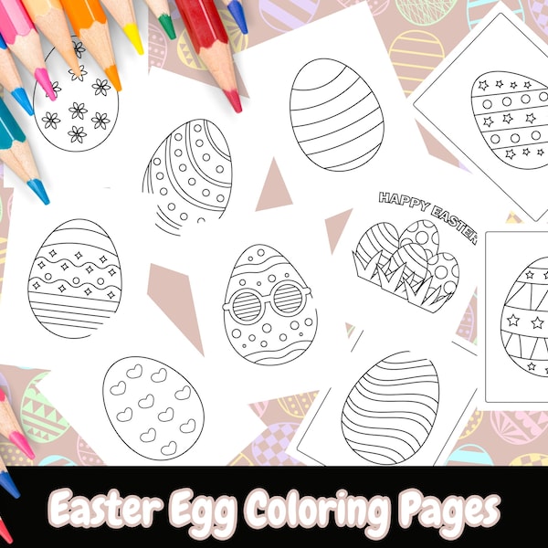 Easter Egg Coloring Pages For Kids, Easter Party, Kids Activity, Kids Easter Activities, Egg Coloring, DIY Easter, Printable Coloring Pages