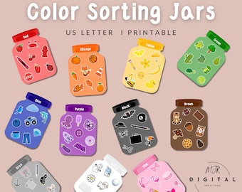 Color Sorting Preschool Activities, Montessori Printable, Classroom, Homeschool Learning, Coloring Matching Game, Toddler Busy Book