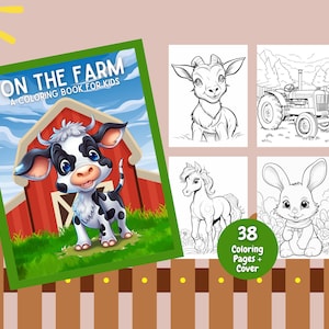 On The Farm A Coloring Book For Kids, Farm Animals, Tractor Coloring, Coloring Book For Kids, Coloring Pages, Printable Coloring
