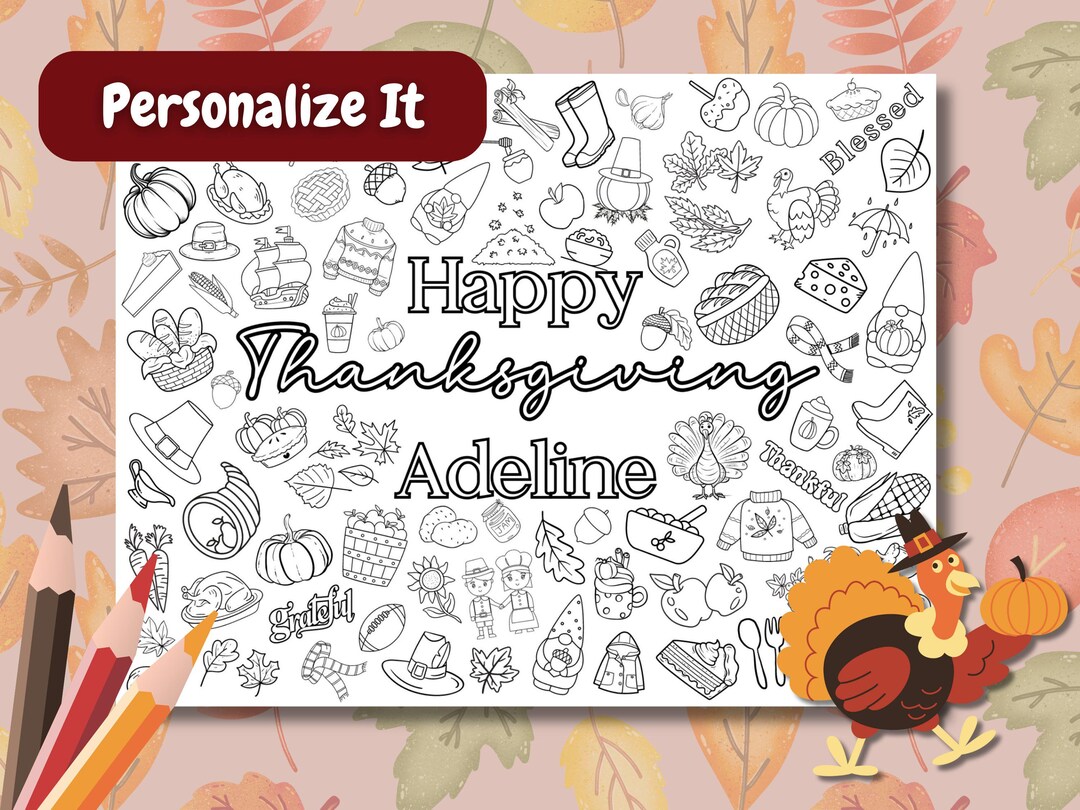 Personalized Thanksgiving Coloring Page, Thanksgiving Coloring Page ...