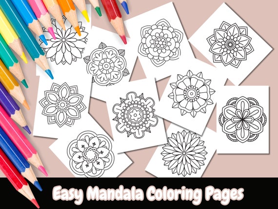 Bold and Easy Mandala Coloring Pages, Coloring Pages For Kids, Adult Coloring, Printable PDF, Coloring Book, Mindful, Stress Relief
