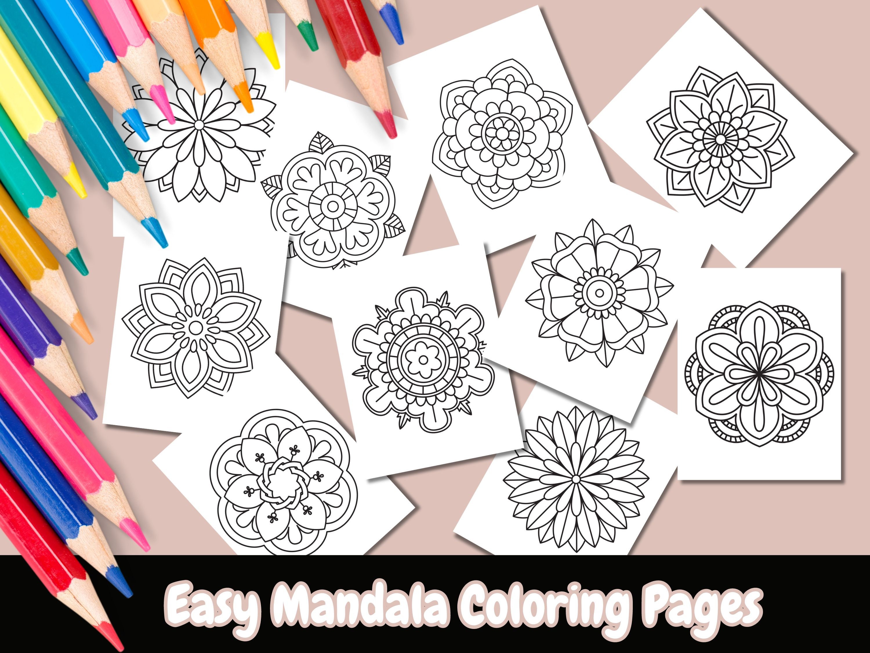 Bold & Easy Mandala Coloring Pages Printable PDF – 50 Simple Designs for Kids, Teens & Adults – Mindful Stress Relief Coloring Book - Image 1