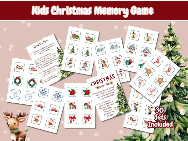 Kids Christmas Memory Game, Printable Christmas Matching Game ...