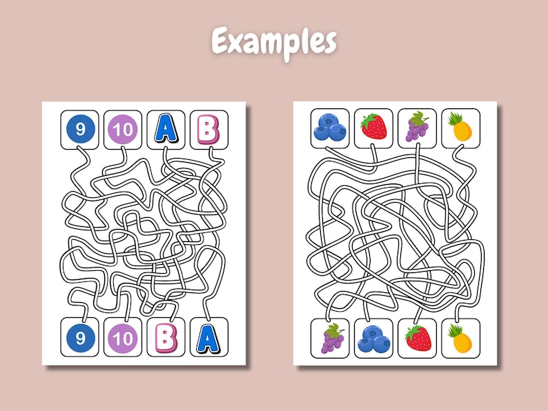 Spaghetti Mazes for Kids, Maze Activity Pages, Preschool, Kindergarten ...