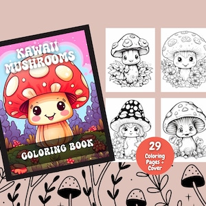 Kawaii Paddestoelen Kleurboek, Kleurplaten Voor Volwassenen, Kawaii, Kleurboeken, Kleurplaten, Afdrukbare Kleurplaten