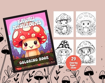 Kawaii Mushrooms Coloring Book, Adult Coloring, Coloring Pages For Kids, Kawaii, Coloring Books, Coloring Pages, Printable Coloring Pages