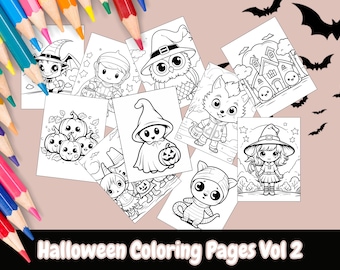 Halloween Coloring Pages For Kids Vol 2, Halloween Coloring Pages, Coloring Book, Coloring Pages, Halloween Activity, Kids Halloween, Fall