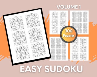 Sudoku Puzzles für Erwachsene, Sudoku, Puzzle Buch, einfaches Sudoku, 300 druckbare Puzzles, Großdruck, Sofort Download PDF