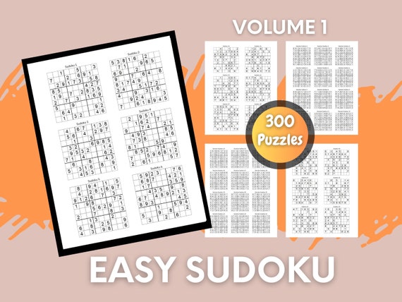 Sudoku Puzzles For Adults, Sudoku, Puzzle Book, Easy Sudoku, 300 Printable Puzzles, Large Print, Instant Download PDF