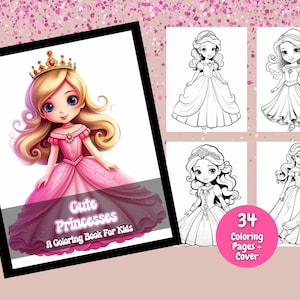 Cute Princess Coloring Book For Kids, Princess Coloring Pages, Kids Coloring, Kids Activity, Princess Party, Printable Coloring Pages