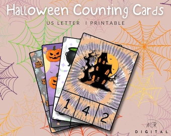 Halloween Counting Cards, Montessori Math Printable, Counting Clip Cards, Preschool Math, Kindergarten Math, Homeschool, Counting Practice