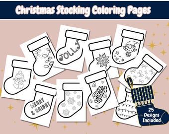 Weihnachtsstrumpf Malvorlagen, Printable Weihnachts Handwerk, DIY Malseiten, Vorschul Kunstwerk, Weihnachtsaktivität, Printable Stockings