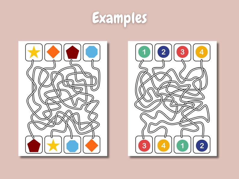 Maize Game Examples Spaghetti Mazes for Kids, Maze Activity Pages, Preschool, Kindergarten ...