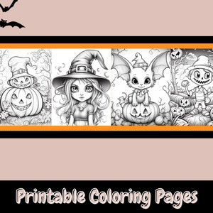 Peut inclure: Quatre pages &agrave; colorier sur le th&egrave;me d'Halloween en noir et blanc repr&eacute;sentant une sorci&egrave;re, une chauve-souris, une citrouille et une citrouille sculpt&eacute;e. Les pages sont pr&ecirc;tes &agrave; &ecirc;tre color&eacute;es.