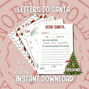Carta a Papá Noel, Actividad navideña, Lista de deseos navideños para niños, Querido Papá Noel, Carta imprimible, Dibujos para colorear navideños, Carta para niños a Papá Noel