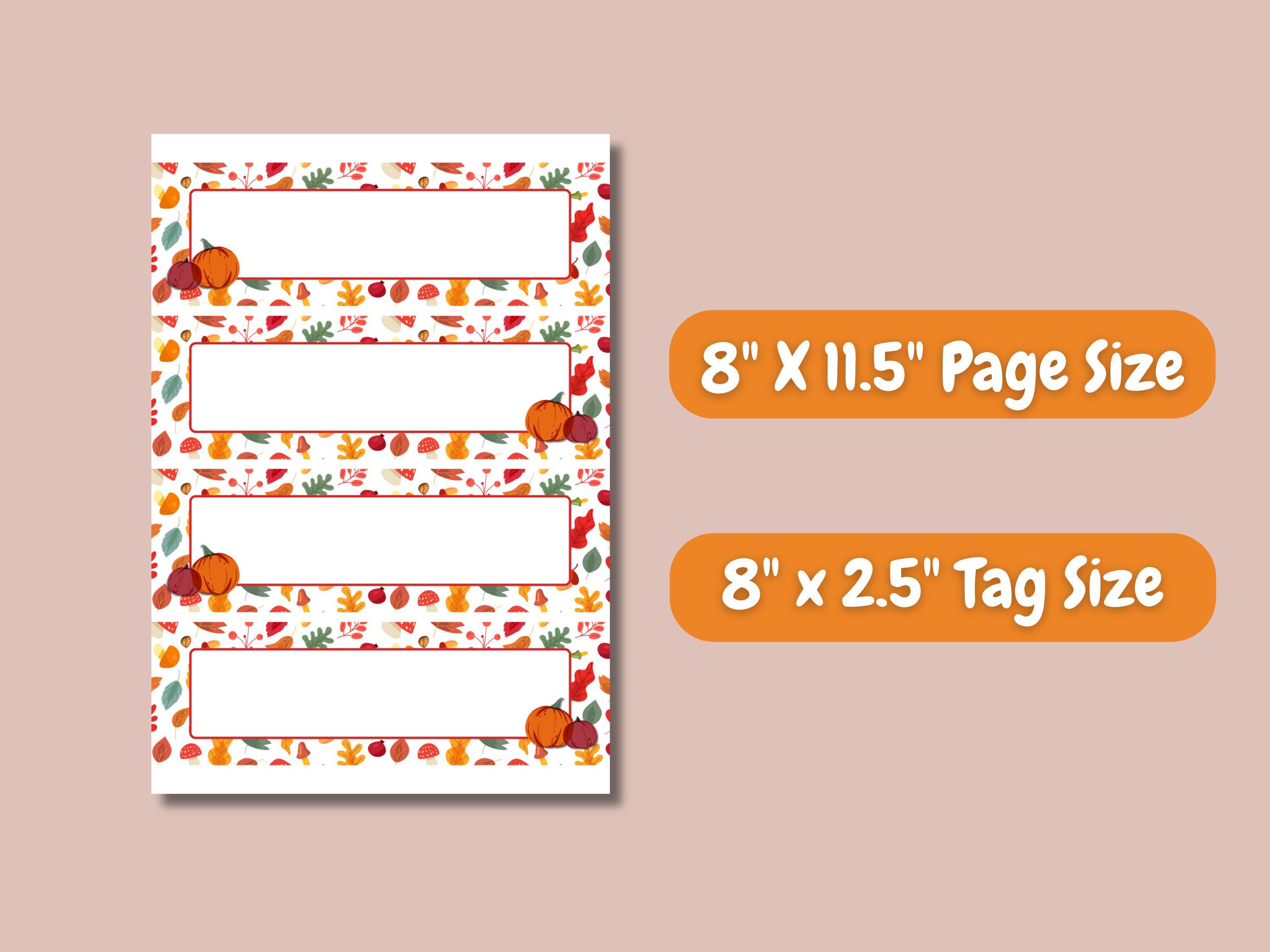 Fall Name Tags, Desk Name Labels, Fall DIY, Leaves Apples Pumpkins ...
