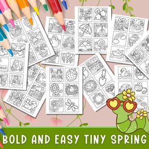 Bold and Easy Tiny Spring Coloring Pages, 92 Mini Designs, Kids and Adult Coloring, Spring, Floral Coloring Pages, Animals, Cute, Printable