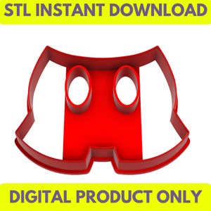 Cortador de galletas con pantalones cortos detallados de Mickey Mouse Archivo STL - Descarga digital