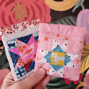Scrappy Sawtooth or Ohio Star Quilted Coin Purse with Flex Frame Closure