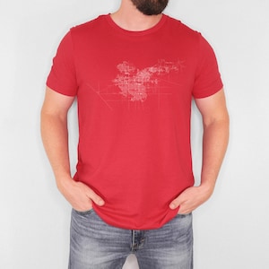 Tee-shirt plan de la ville de Bakersfield en Californie Cadeau unique pour lui T-shirt plan de la ville de Bakersfield Explorez la chemise souvenir de B-Town Capitale de la musique country en Californie