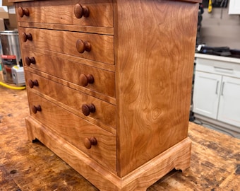 Curly Cherry Jewelry Chest with Locking Hidden Drawer