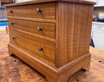 Jewelry Chest w/ Locked Hidden Drawer / Concealed Keepsake Storage / Memorabilia Organizer