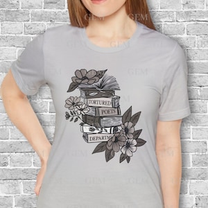 Die gefolterte Dichter Abteilung Floral Book Stack Damen T-Shirt | The Tortured Poets Abteilung T-Shirt | Gefolterte Poet Era, TTPD Shirt