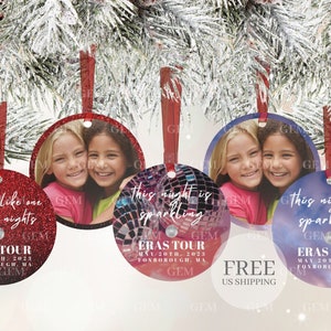 Personalized Eras Tour Photo Christmas Ornament | Custom Eras Tour Metal Ornament with Concert Photo | Photo Ornament