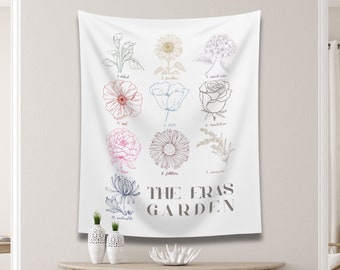 The Eras Garden Floral Wall Tapestry | Albums as Flowers, Albums as Eras | Eras Wall Art, Eras Decor, Floral Wall Decor, Eras Tour Gift