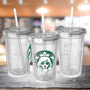 Personalized SB Lovers 16oz Acrylic Cup with Straw | Custom Iced Coffee Cup with Iconic Red Lip Pop Star Logo | Eras Gift