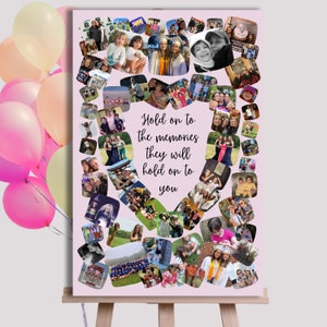 Festhalten an den Erinnerungen - Personalisierte Party Foto Collage Digitales Poster | 45cm x 60cm Poster zur Graduierung, Geburtstag, Junggesellinnenparty