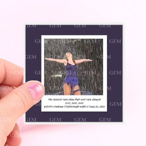 Rainiest Rain Show Polaroid Eras Tour Sticker | Gillette Stadium, Foxborough Night 2 | Eras Tour Rain Show Sticker, Shadowbox Sticker