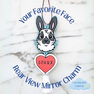 Custom Pet Portrait Rearview Mirror Charm: Hand-Painted Dog & Cat Memorial