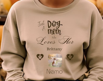 Sudadera personalizada para mamá de perro de Bretaña, camisa personalizada con foto de perro, regalo de Bretaña, suéter de otoño para amantes de los perros, camisa de mamá de perro, camisa de mamá de piel