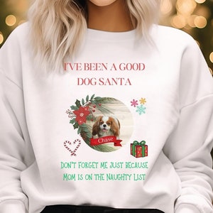 Personalized Chihuahua Christmas Santa Naughty List,  Dog Mom Dog Lover Sweatshirt,Custom Dog Photo Shirt,,Dog Lover,Pet Lover Gift