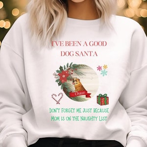 Personalized Bulldog Christmas Santa Naughty List,  Dog Mom Dog Lover Sweatshirt,Custom Dog Photo Shirt,,Dog Lover,Pet Lover Gift