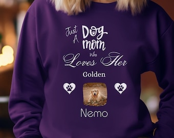 Personalized Golden Dog Mom Sweatshirt,Custom Dog Photo Shirt,Golden Gift,Dog Lover Fall Sweater,Dog Mom Shirt,Fur Mama Shirt
