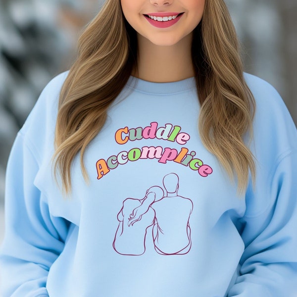 Romantic Cuddle Love Sweatshirt, Cuddle Season, Snuggle Shirt, Spooning Couple, Gift for Her, Couple Crewneck Sweatshirt, Hugs and Love Gift