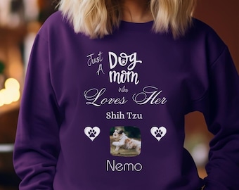 Sudadera personalizada para mamá de perro Shih Tzu, camisa personalizada con foto de perro, regalo de Shih Tzu, suéter de otoño para amantes de los perros, camisa de mamá de perro, camisa de mamá de piel