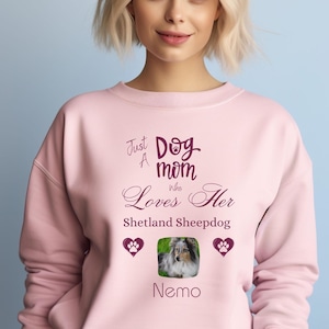 Personalized Shetland Sheepdog Dog Mom Sweatshirt,Custom Dog Photo Shirt,Shetland Sheepdog Gift,Dog Lover Fall Sweater,Fur Mama Shirt