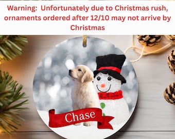 Personalized Golden Retriever Ceramic Ornament,Custom Dog Photo Ornament,,Dog Lover Fall Circular Ornament,Dog Mom Christmas Tree Decoration