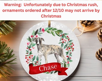 Adorno de cerámica personalizado con forma de whippet, adorno con foto de perro personalizado, adorno circular de otoño para amantes de los perros, decoración para árbol de Navidad con forma de mamá perra