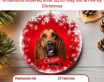 Adorno de cerámica de perro de caza personalizado, adorno con foto de perro personalizado, adorno circular de otoño para amantes de los perros, decoración para árbol de Navidad de mamá perra