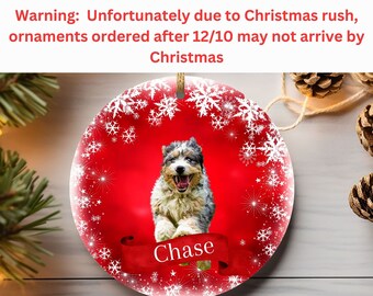 Personalized Bernedoodle Ceramic Ornament,Custom Dog Photo Ornament,,Dog Lover Fall Circular Ornament,Dog Mom Christmas Tree Decoration