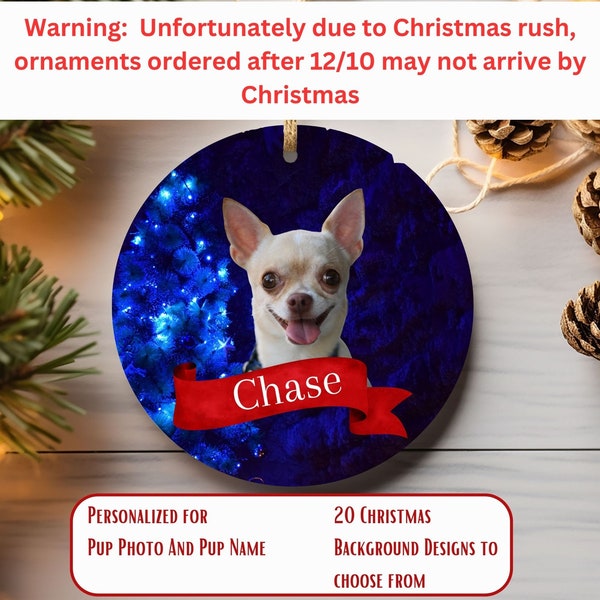 Personalized Chihuahua Ceramic Ornament,Custom Dog Photo Ornament,,Dog Lover Fall Circular Ornament,Dog Mom Christmas Tree Decoration